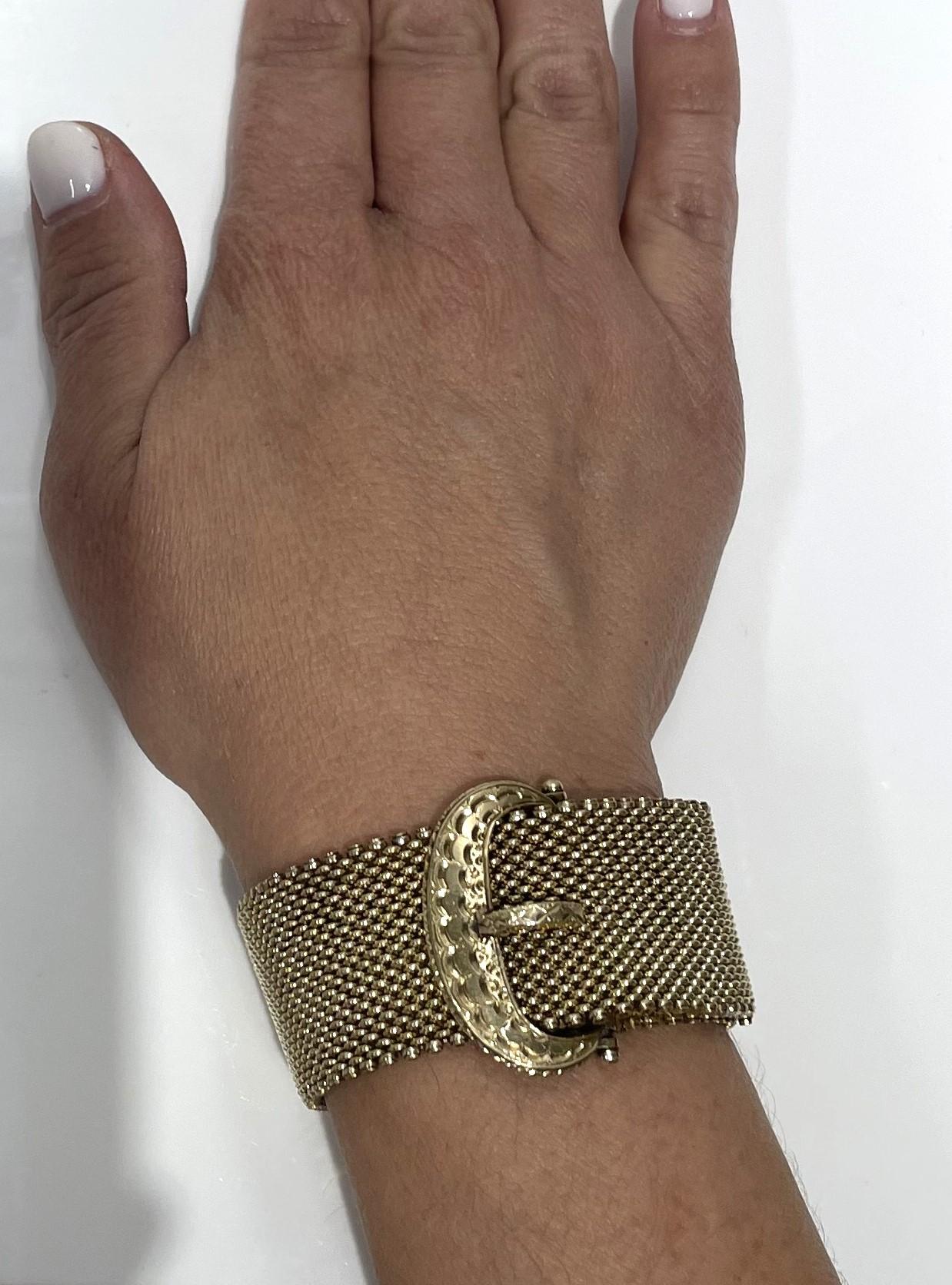 Bracciale regolabile con fibbia a rete 14KY in vendita 3