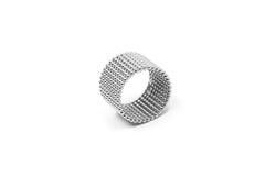 Mesh Band Ring in 18kt White Gold by Mohamad Kamra