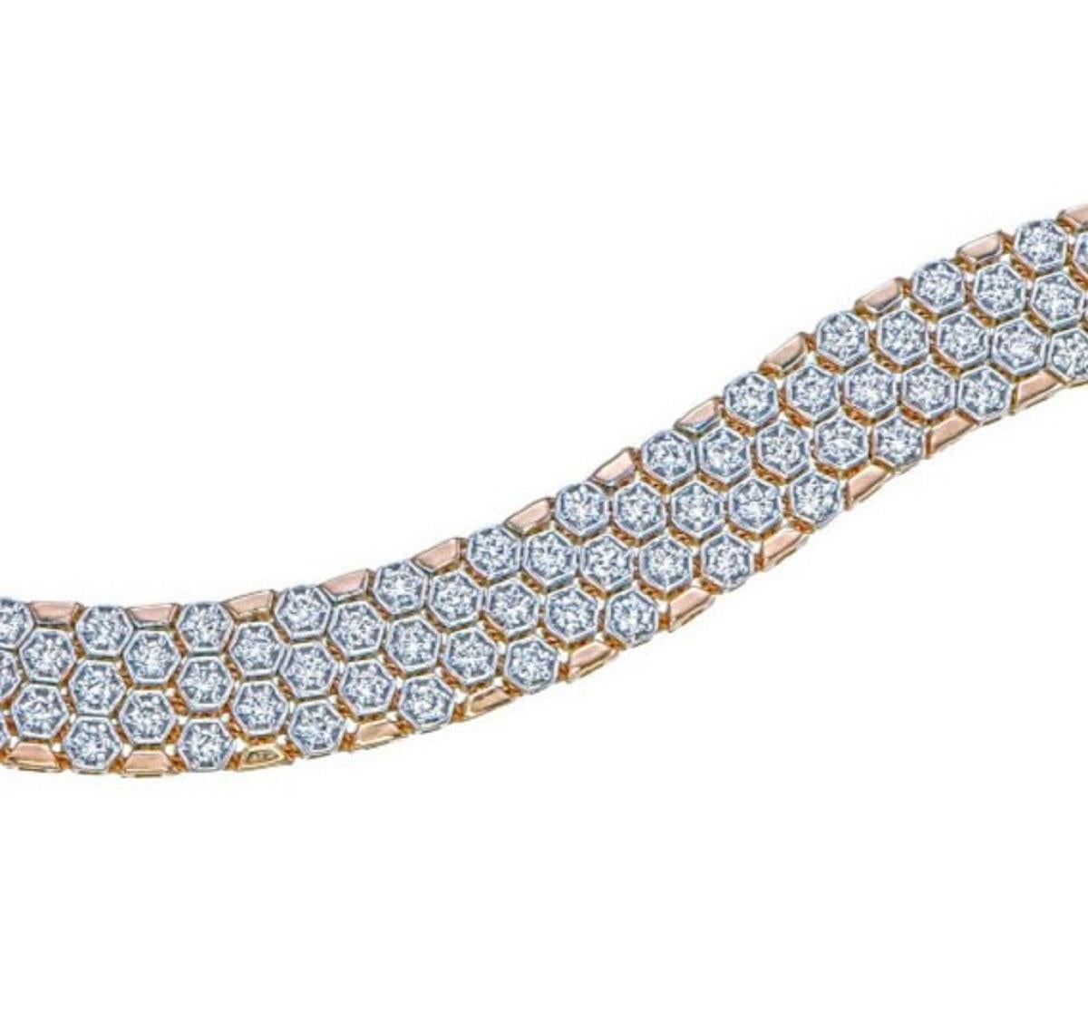 Pulsera de malla con diamantes en oro rosa de 18 quilates en Nuevo estado para la venta en Khet Bang Rak, Krung Thep Maha Nakhon