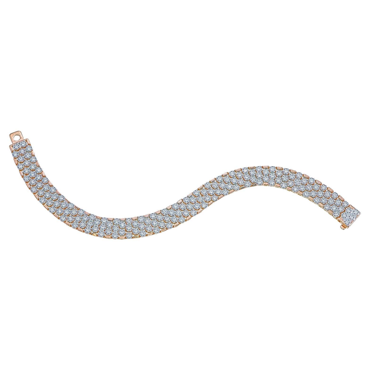 Mesh Bracelet with Diamonds in 18kt Rose gold