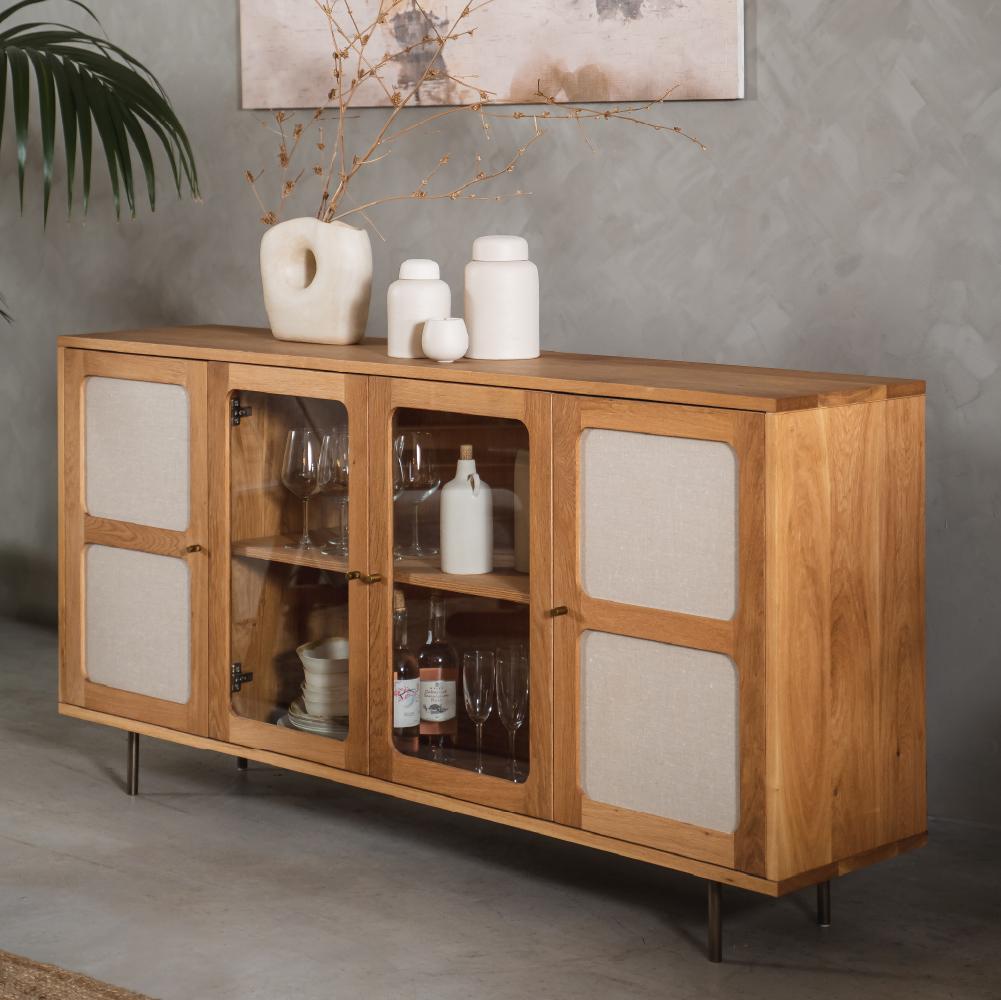 Scandinave moderne Buffet en maille 180 cm - placage en chêne naturel - bois de chêne massif en vente