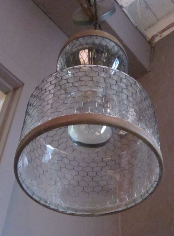 Metal Mesh Covered Pair of Pendant Light Fixtures, Italy, Contemporary