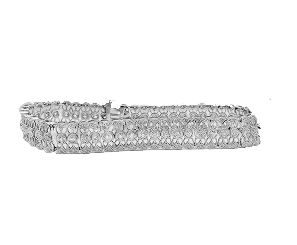 Modern Mesh Diamond Tennis Bracelet 3.08 Carat 18 Karat White Gold
