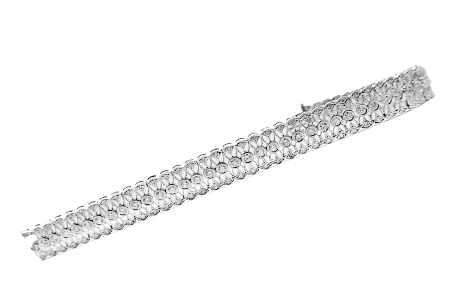 Mesh Diamond Tennis Bracelet 3.08 Carat 18 Karat White Gold In New Condition In Laguna Hills, CA