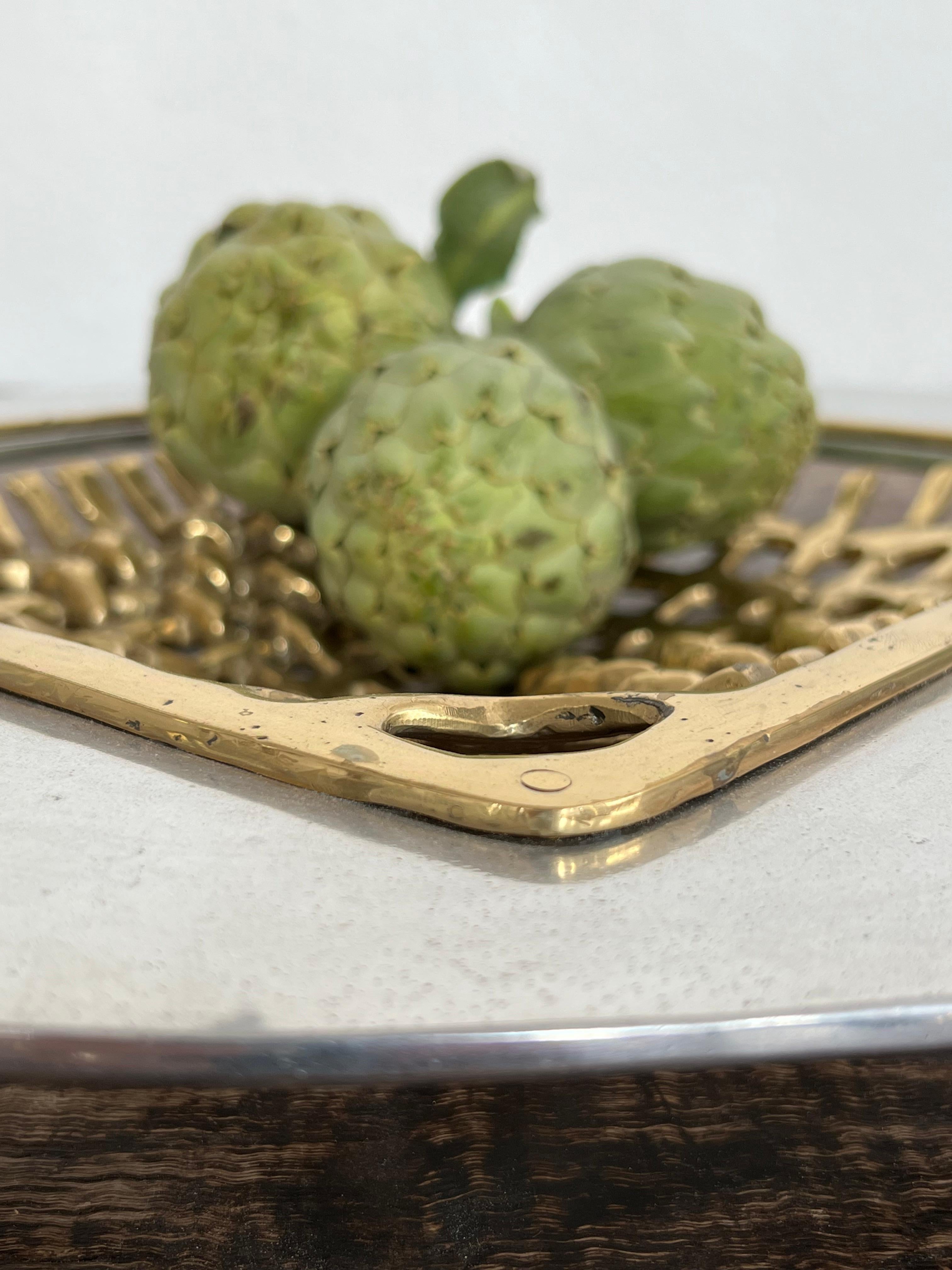 Mesh Fruit Tray A009 Solid Cast Brass Aluminum Handmade Spain For Sale 1