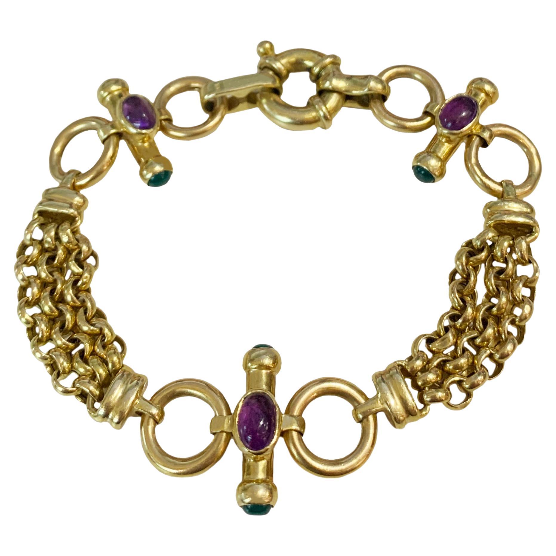 9kt Two Tone Silver Infused Double Link 20cm Bracelet (Gold) main image 0