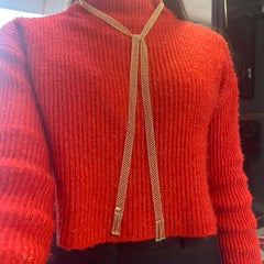 Mesh Scarf Necklace Woven 18K Yellow Gold Wrap Wear 43.5 inches Japan