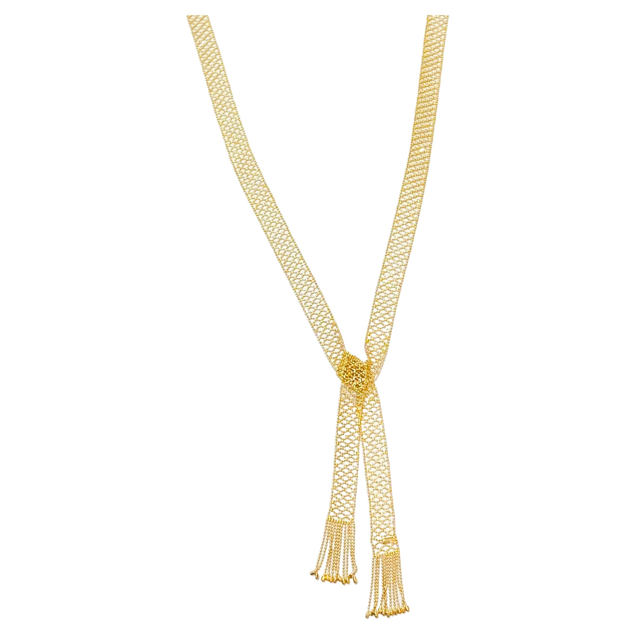 Mesh-Schal Halskette, gewebt, 18 K Gold, viele Optionen für das Tragen, 43,5 x 6 Zoll  im Angebot