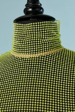 Mesh top with yellow neon rhinestone CHRISTIAN DIOR