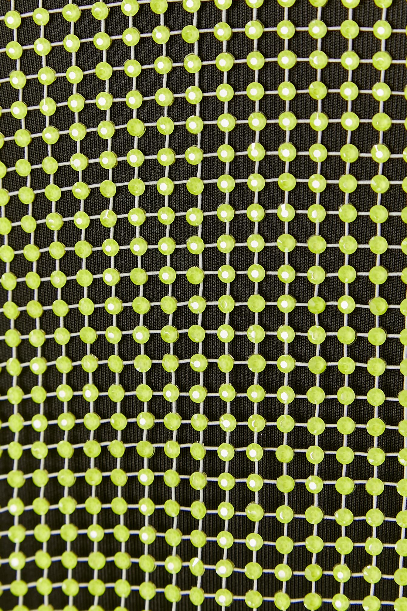 Noir Mesh top with yellow neon rhinestone CHRISTIAN DIOR en vente