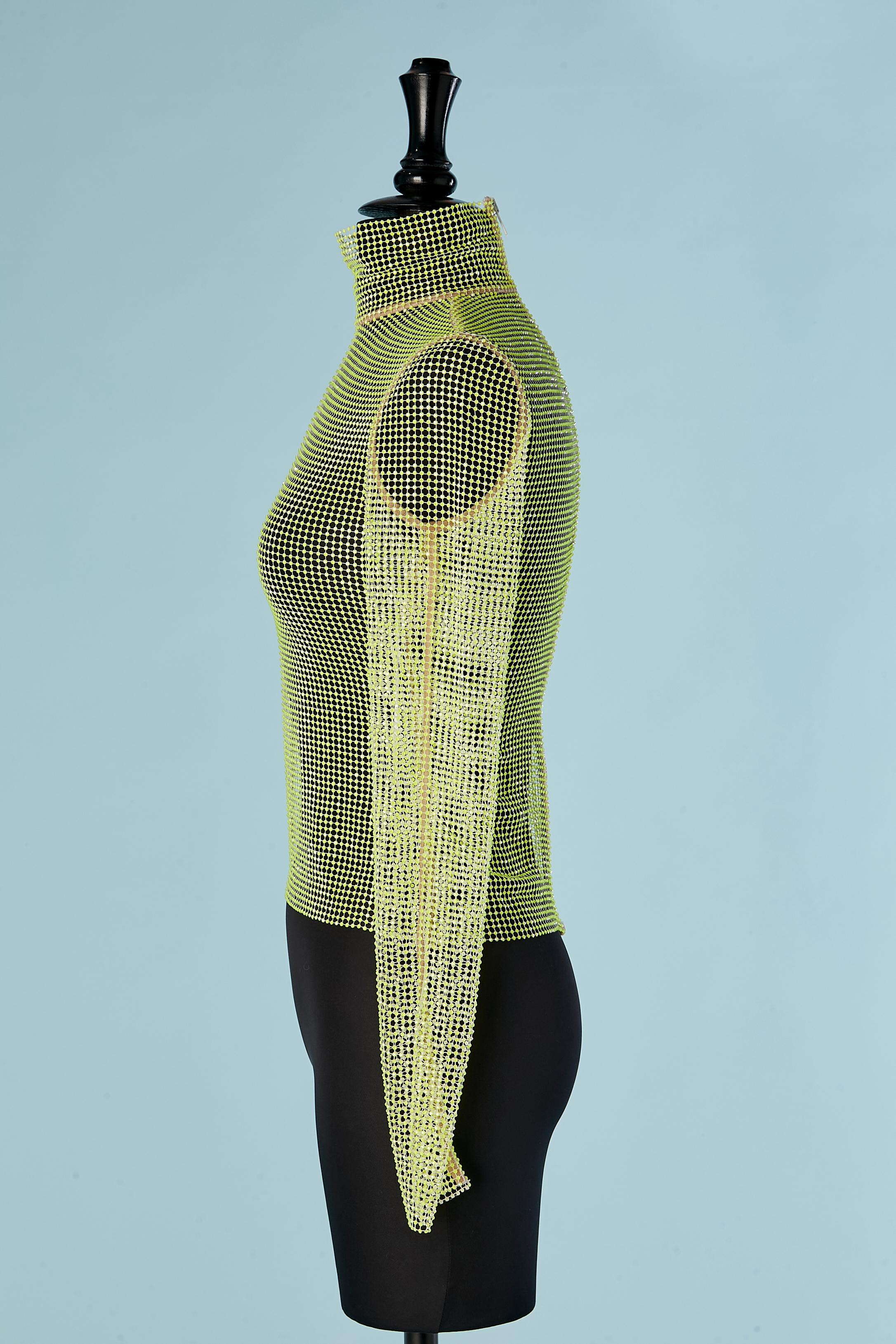 Mesh top with yellow neon rhinestone CHRISTIAN DIOR Neuf - En vente à Saint-Ouen-Sur-Seine, FR