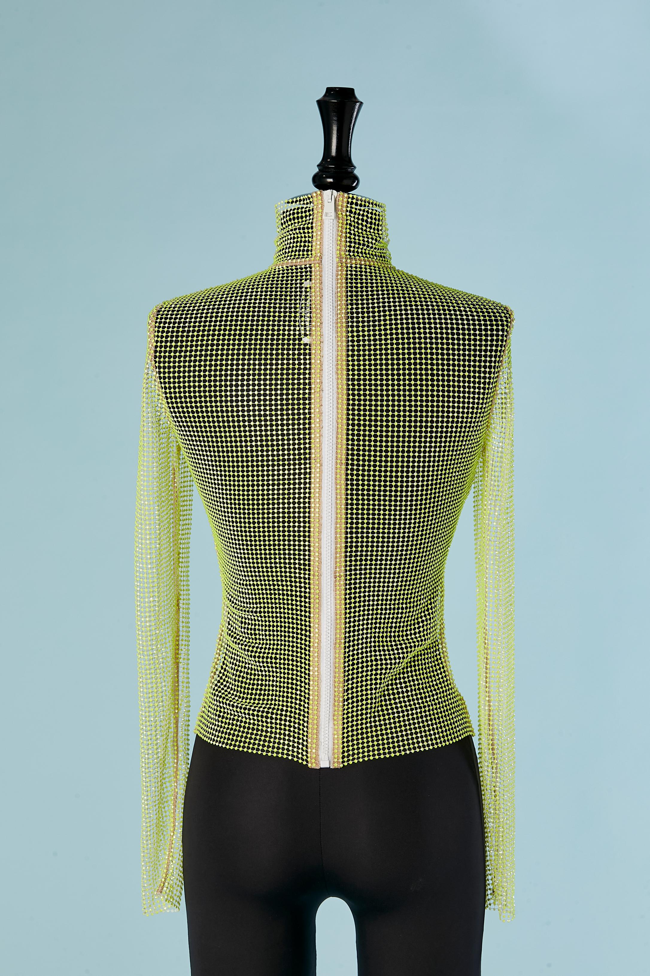 Mesh top with yellow neon rhinestone CHRISTIAN DIOR Pour femmes en vente