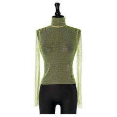 Mesh top with yellow neon rhinestone CHRISTIAN DIOR