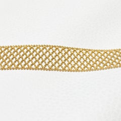 Mesh Weaved Bracelet in 18K Yellow Gold Flexible Easy On Off Lobster Clasp 18 K