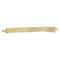 Vintage Mesh Weaved Bracelet in 18K Yellow Gold Flexible Easy On Off Lobster Clasp 18 K