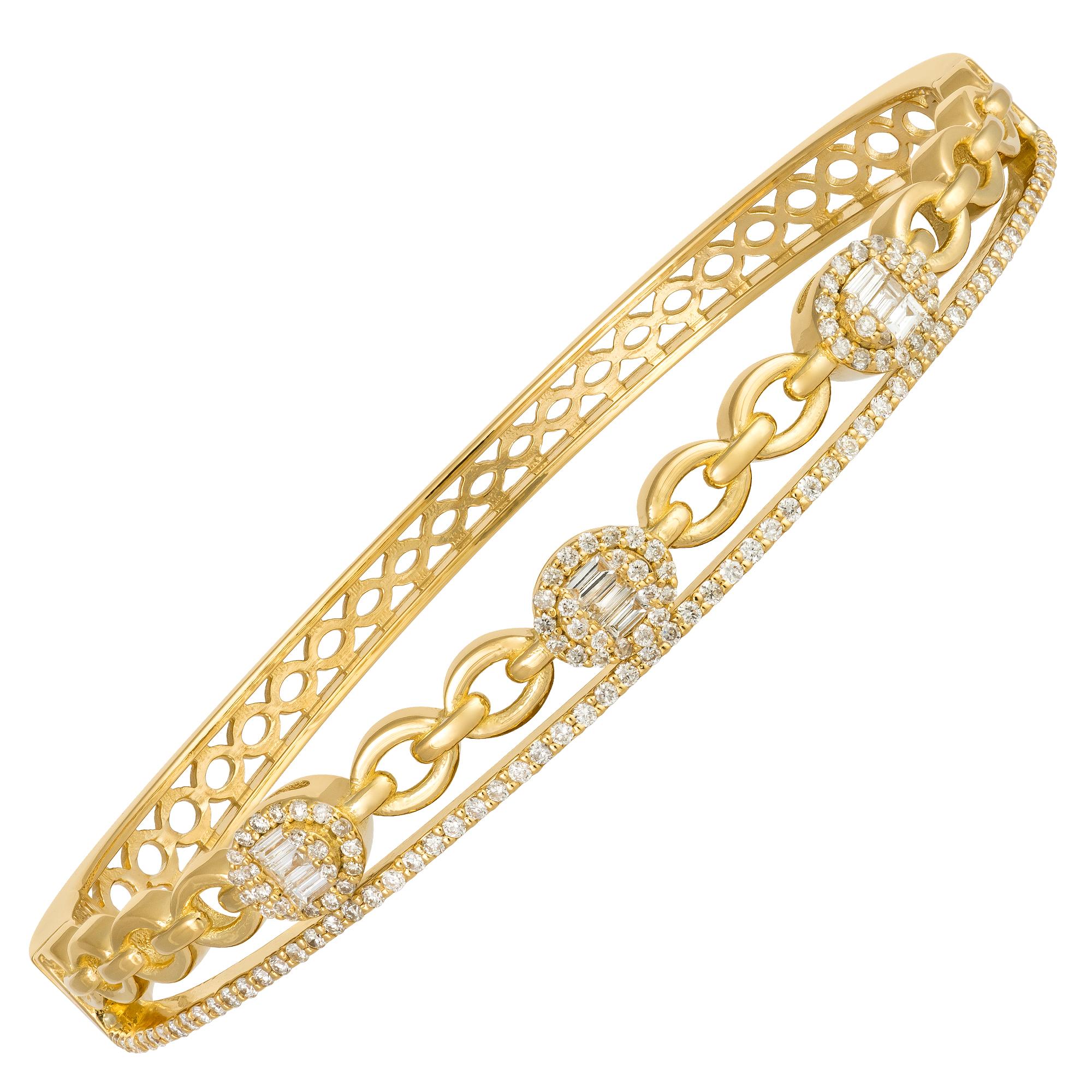 BRACELET 18K White/Yellow Diamond 0.67 Cts/131 Pcs Tapered Baguette  0.21 Cts/9 Pcs
