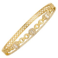 Mesh White Yellow Gold 18K Bracelet Diamond For Her