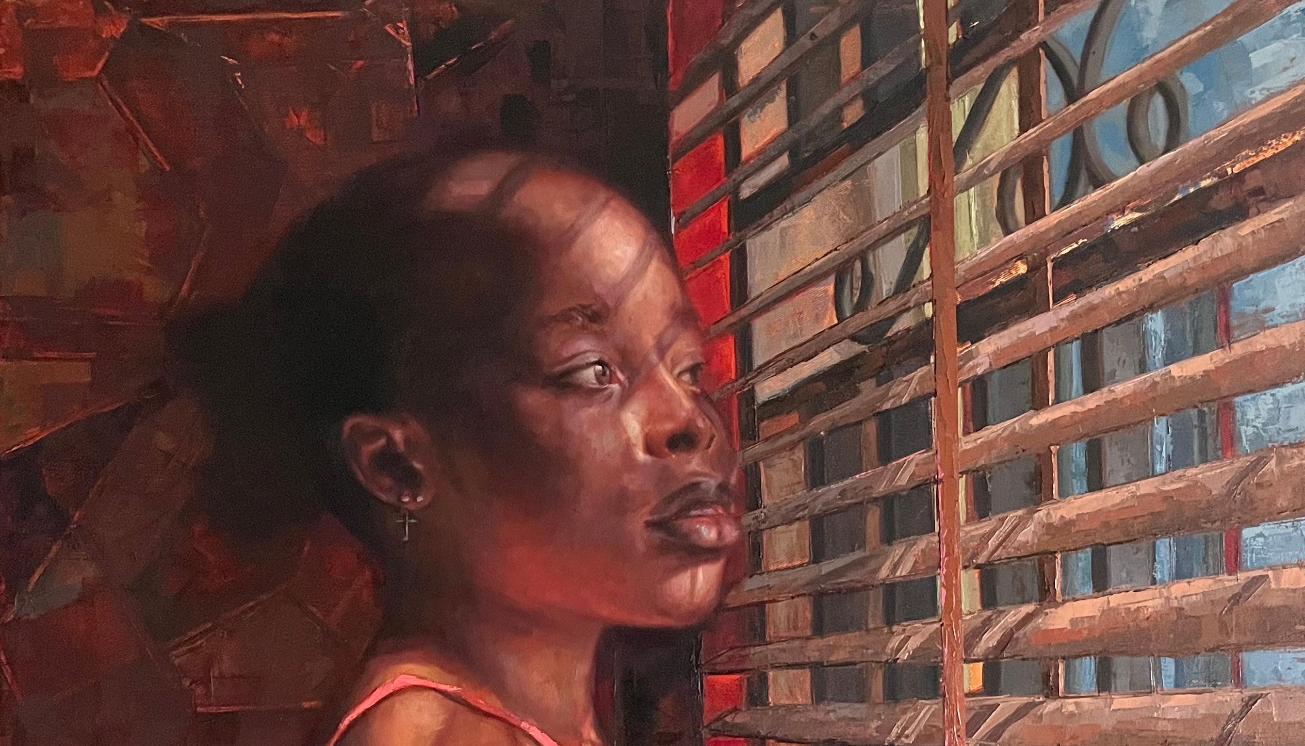 As Far As I Can See - 21st Century, Contemporary, Figurative Portrait, Women - Painting by Meshach Charity