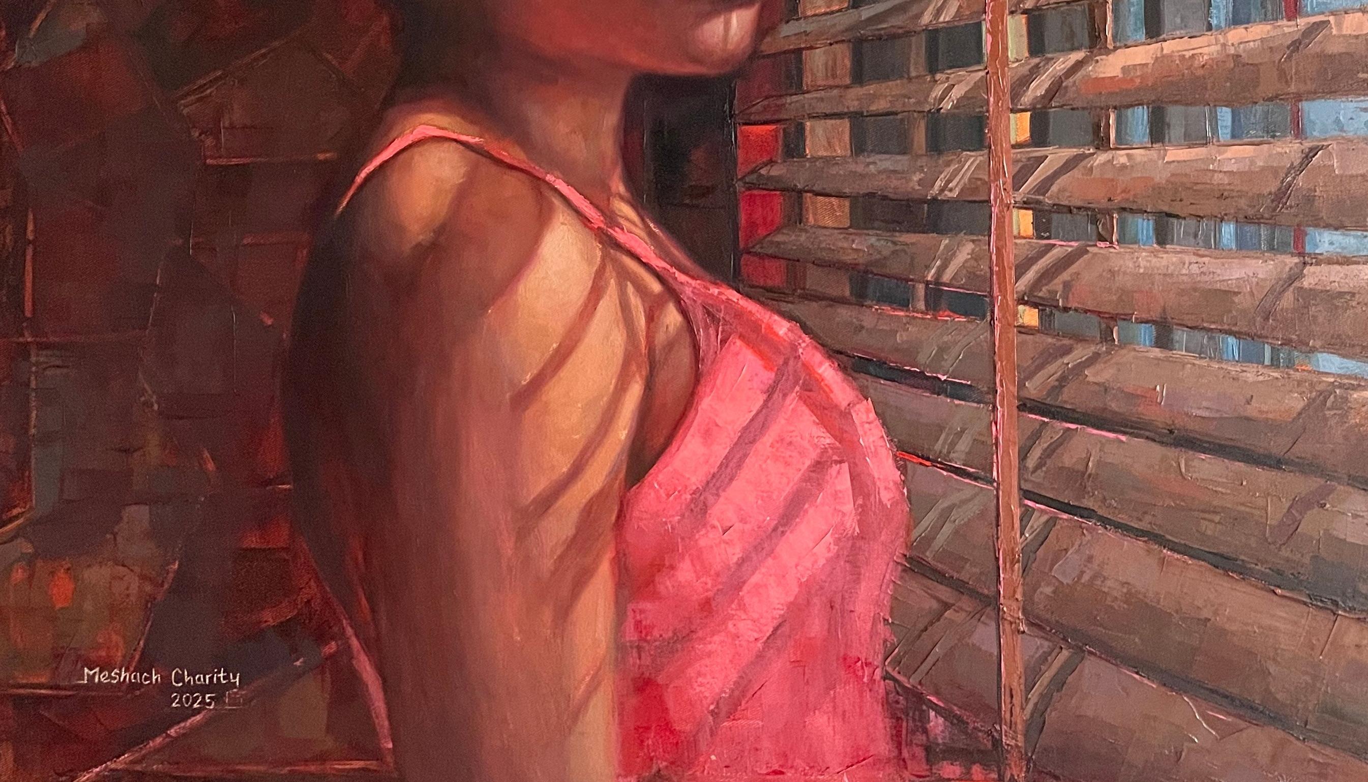As Far As I Can See - 21st Century, Contemporary, Figurative Portrait, Women - Brown Portrait Painting by Meshach Charity