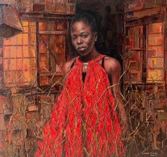Red Garment 2 - 21. Jahrhundert, Zeitgenössisch, Figuratives Porträt, Frauen, Afrika