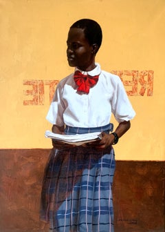 Red Tie - 21st Century, Contemporary, Figurative Portrait, School Girl Uniform