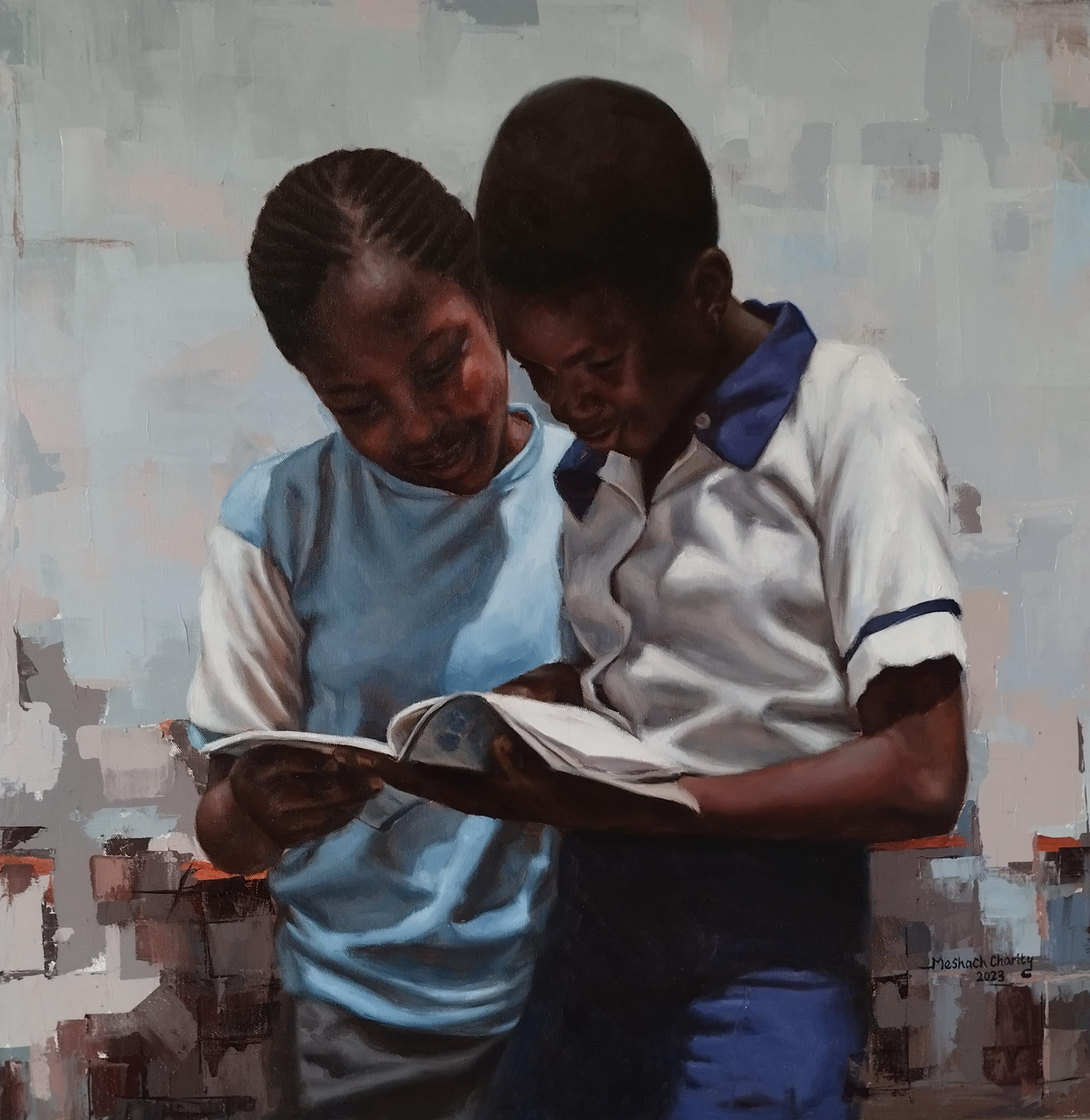 Figurative Painting de Meshach Charity - Líder de hoy - Siglo XXI, Contemporáneo, Retrato figurativo, Uniforme escolar