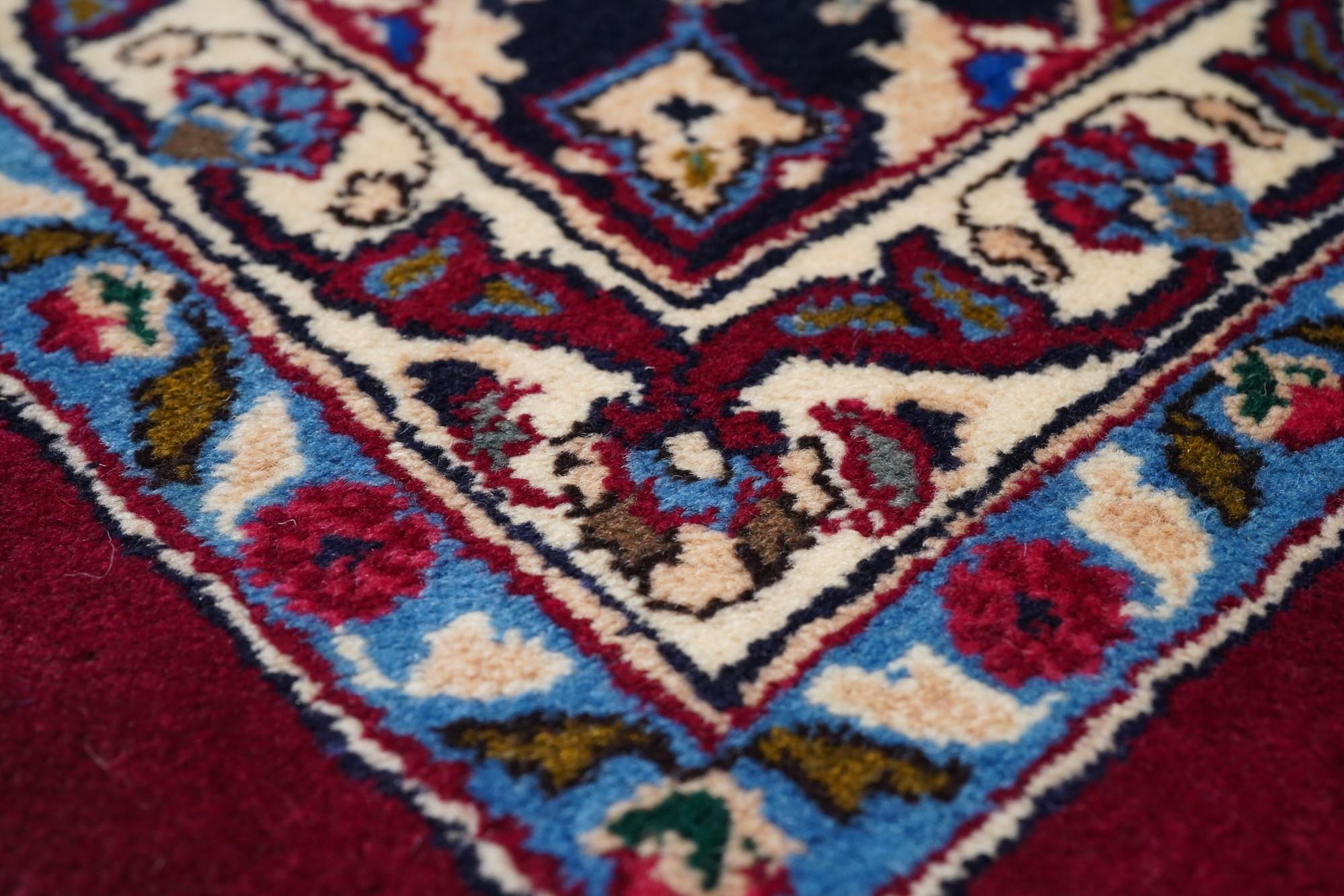 Persischer Mashad signierter Vintage-Teppich 9'5'' x 12'2'' im Angebot 1
