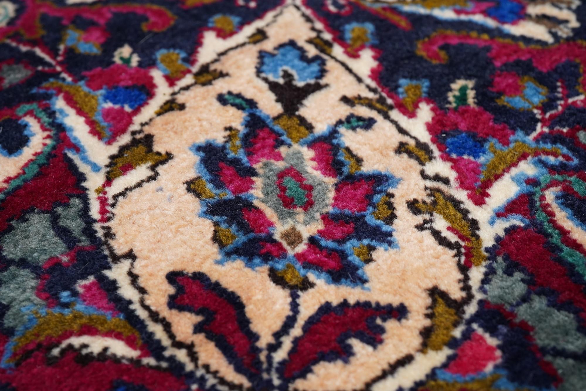 Persischer Mashad signierter Vintage-Teppich 9'5'' x 12'2'' im Angebot 2