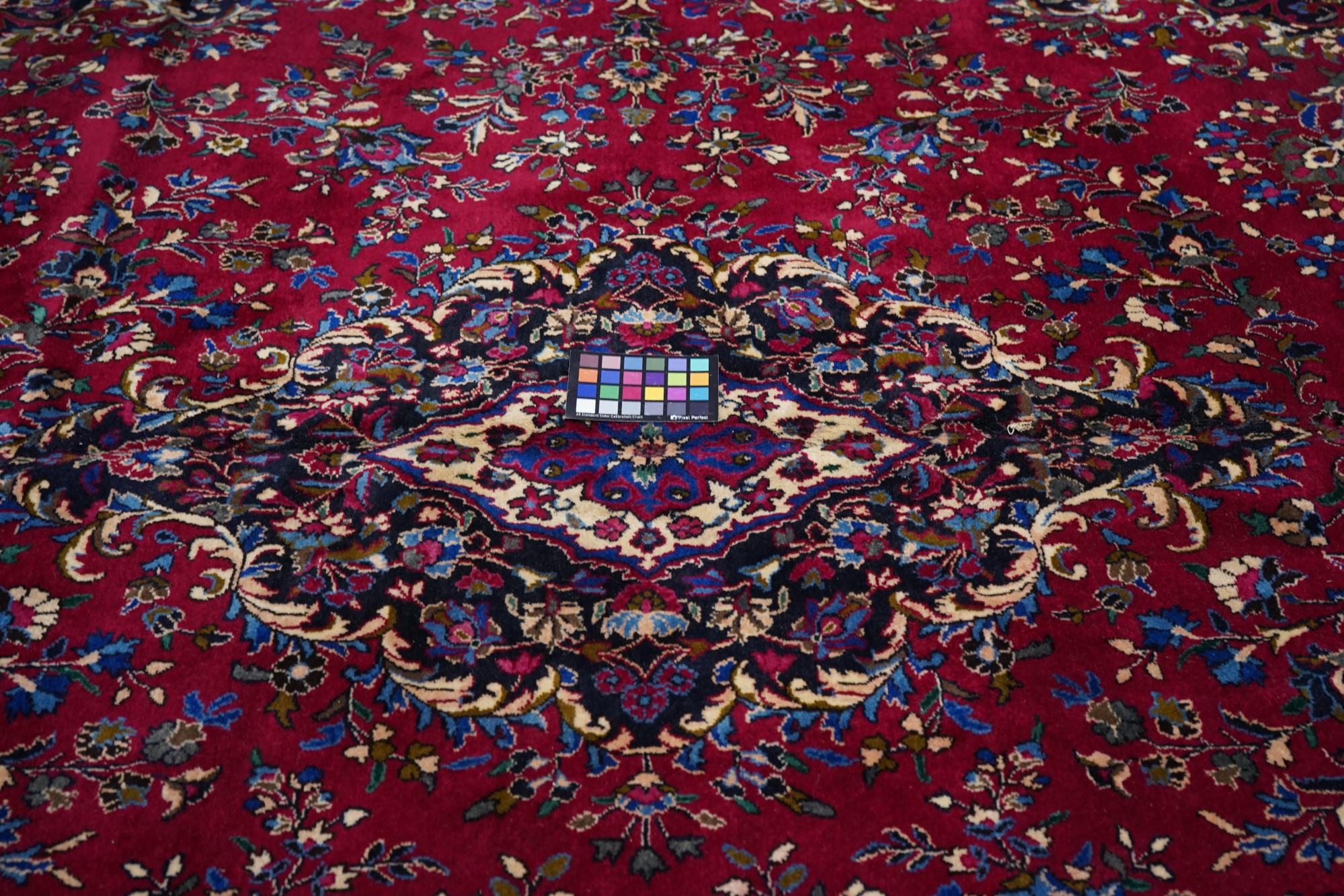 Vintage Persian Mashad Signed Rug 9'5'' x 12'2'' For Sale 4