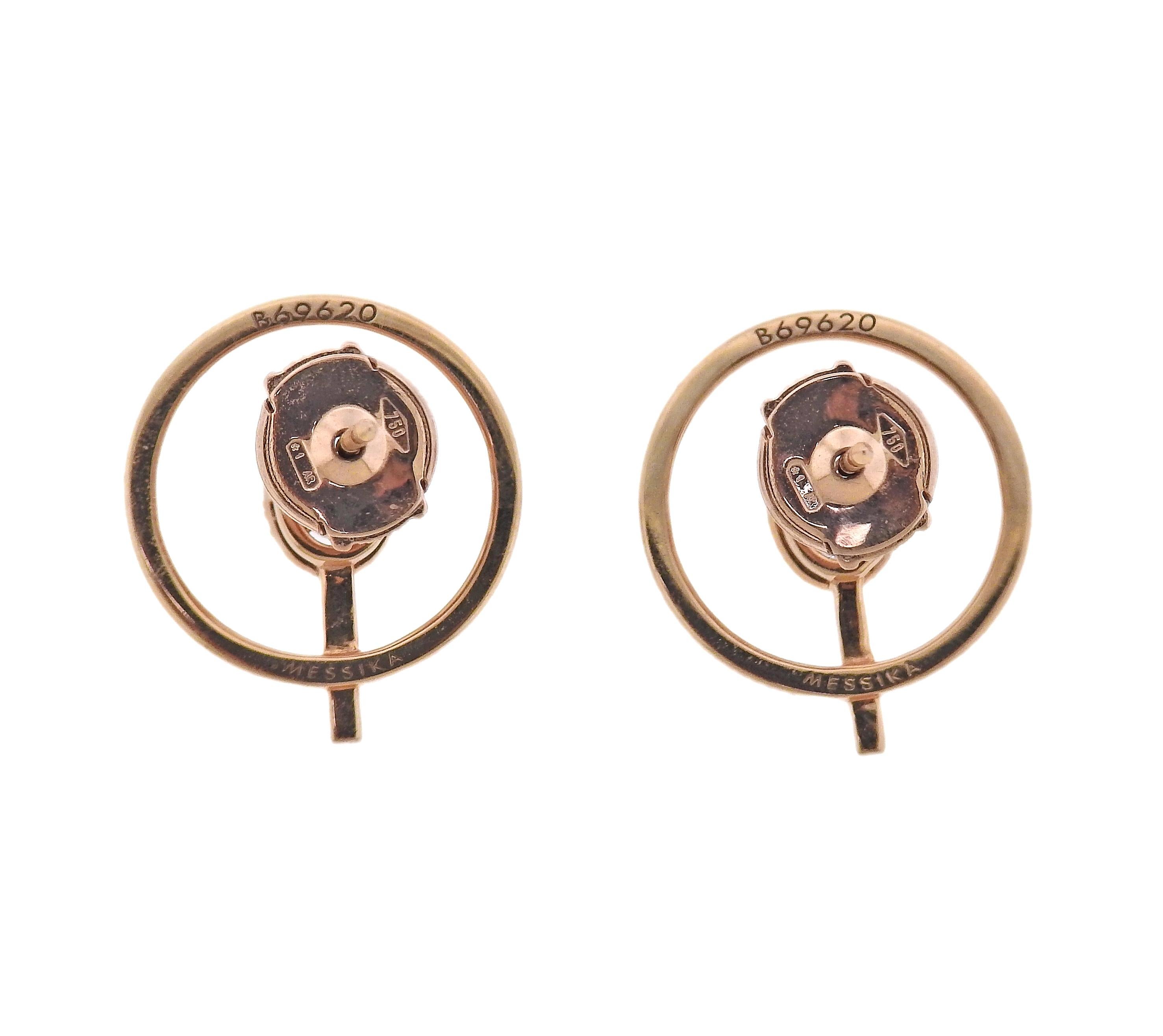 Pair of 18k rose gold Glam'Azone earrings by Messika, with 0.36ctw G/VS diamonds. New, Store sample, with box. Retail $3300. Earrings are 16mm in diameter. Weight - 3.8 grams. Marked: Messika , 750, Serial number. 