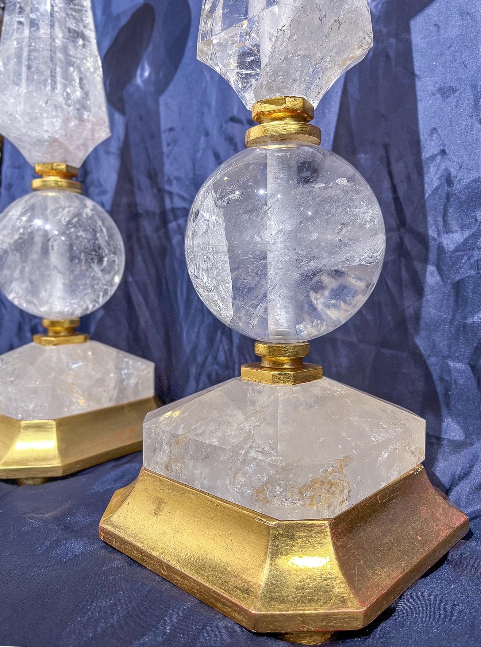 Mesmerising Rock Crystal Sphere Table Lamps In Good Condition For Sale In New York, NY