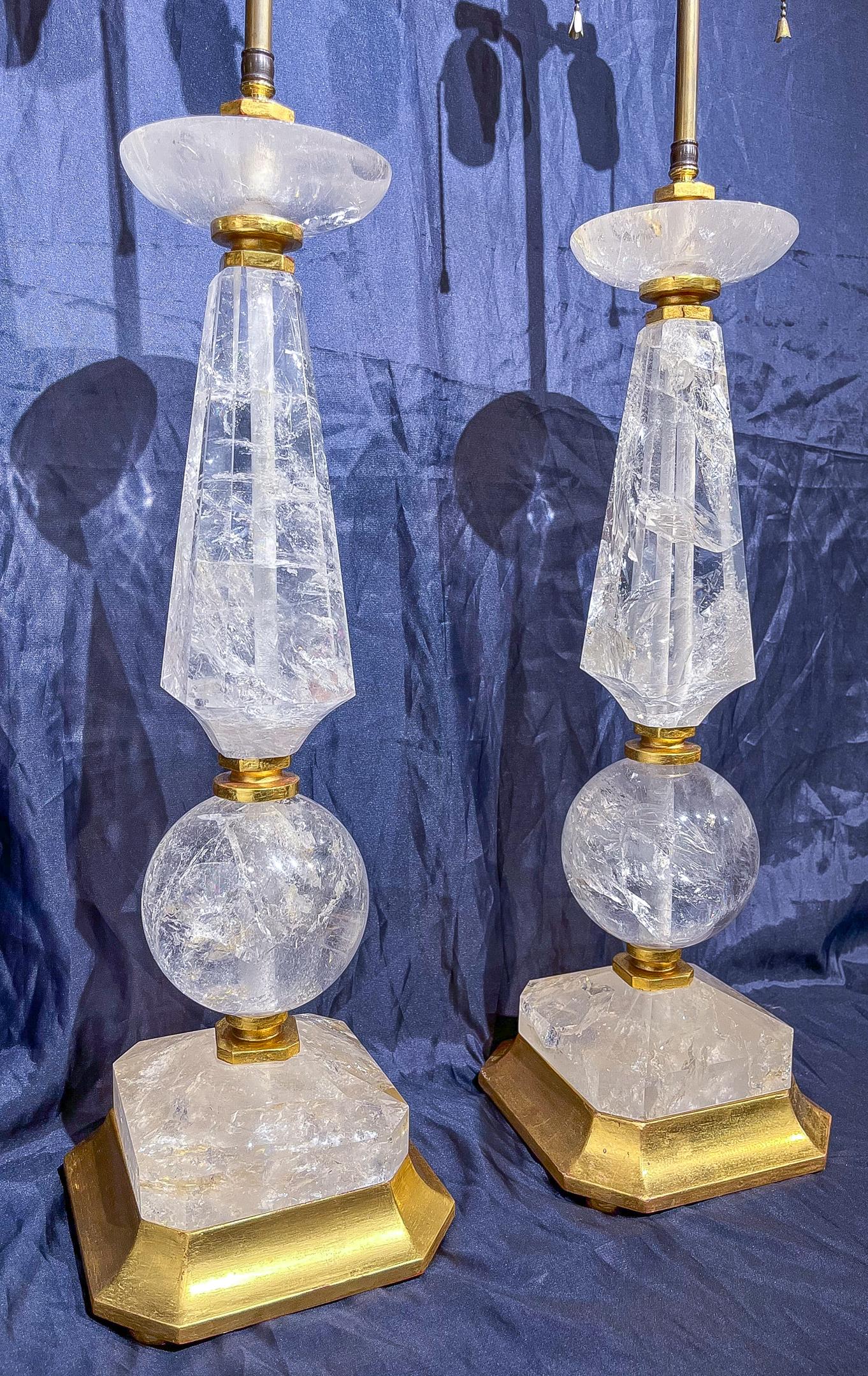 20th Century Mesmerising Rock Crystal Sphere Table Lamps For Sale