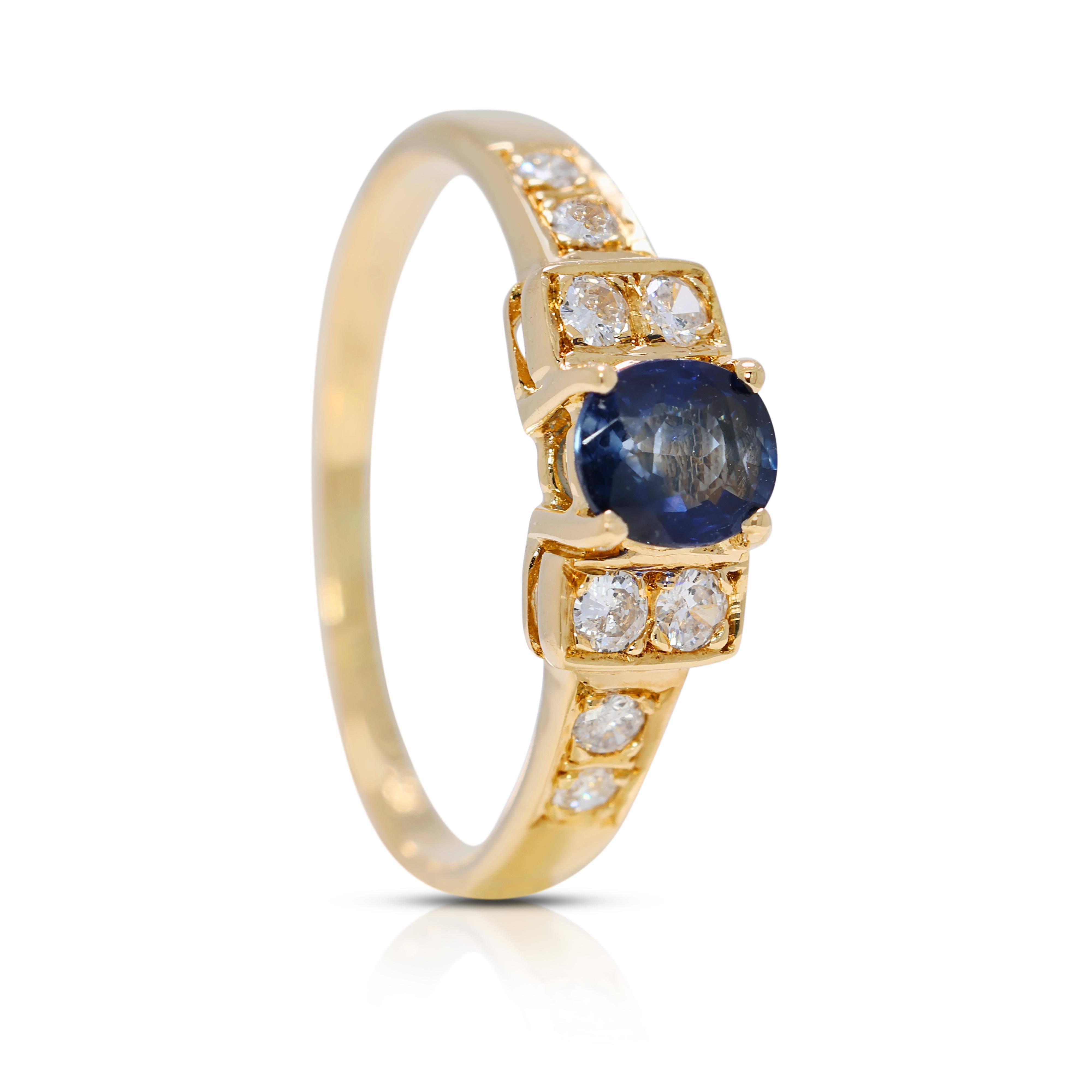 Mesmerizing 0.34ct Sapphire & Natural Diamond Ring in 18K Yellow Gold en venta 1