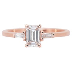 Mesmerizing 0.59ct Emerald Cut Diamond Ring in 18K Rose Gold