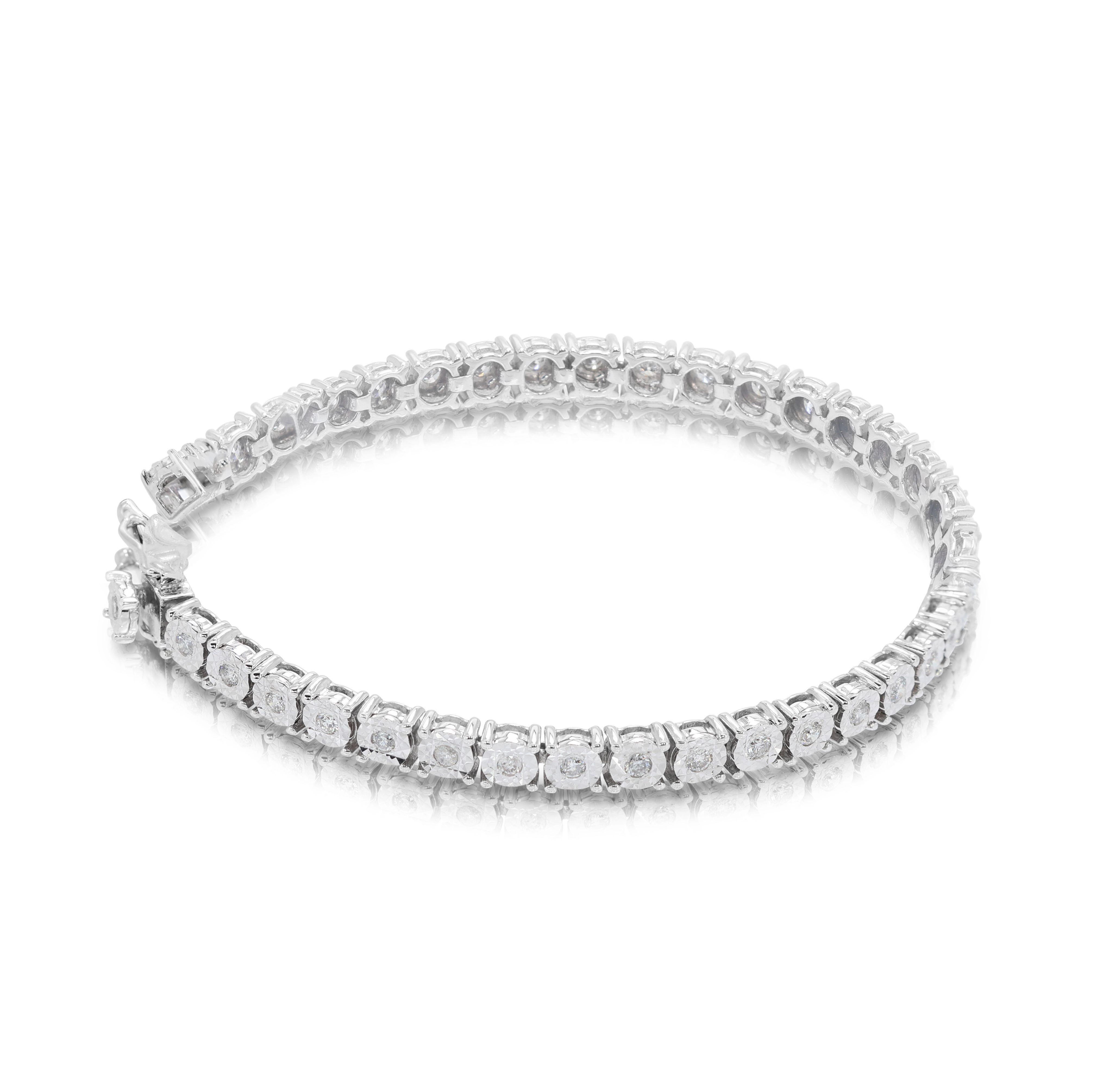 Mesmerizing 0.60ct Natural Diamond Bracelet in 9K White Gold In New Condition In רמת גן, IL