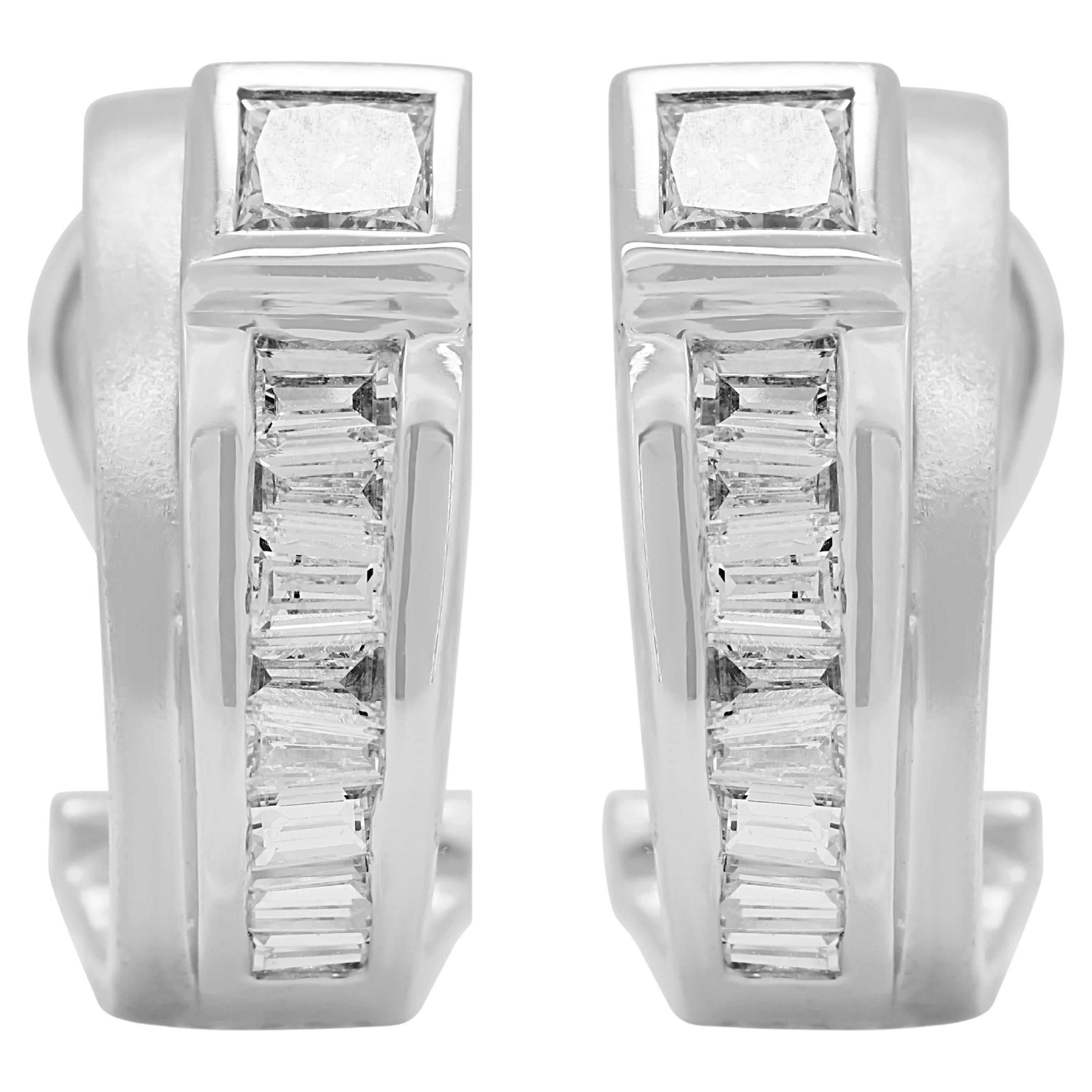 Hipnotizantes Pendientes de Diamantes Naturales de 0,60 ct en Oro Blanco de 18k