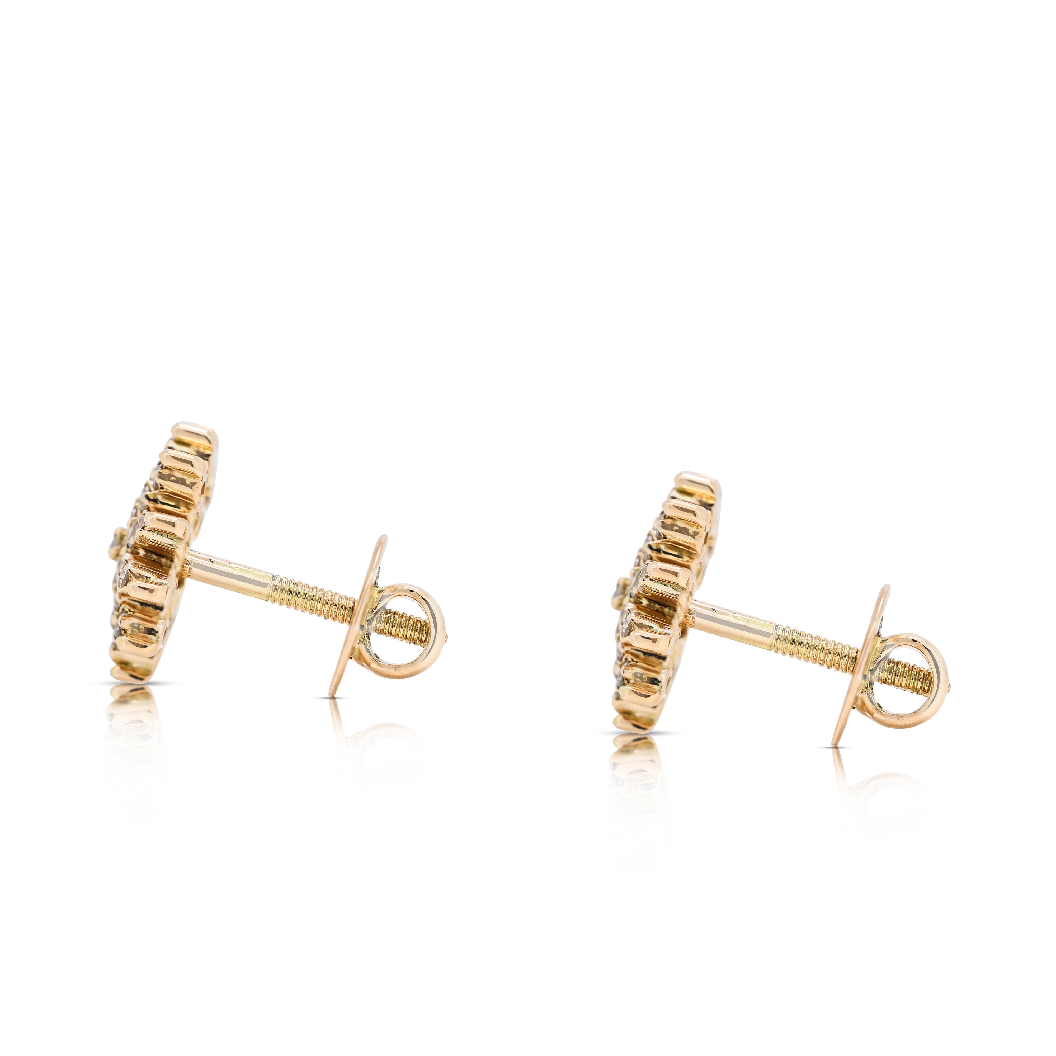 Women's Mesmerizing 0.62ct Natural Diamond Stud Earrings in 14K Yellow Gold