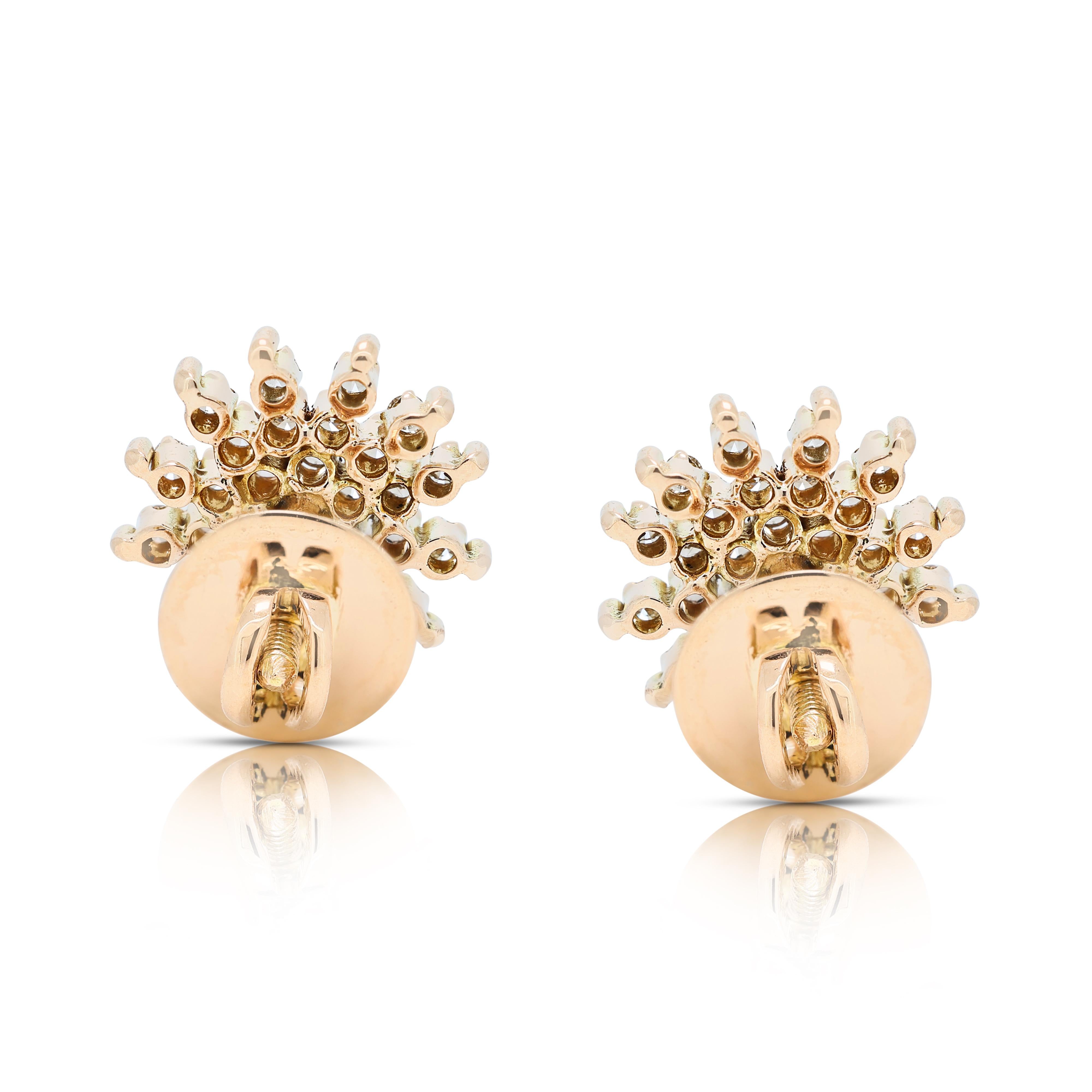 Mesmerizing 0.62ct Natural Diamond Stud Earrings in 14K Yellow Gold 1