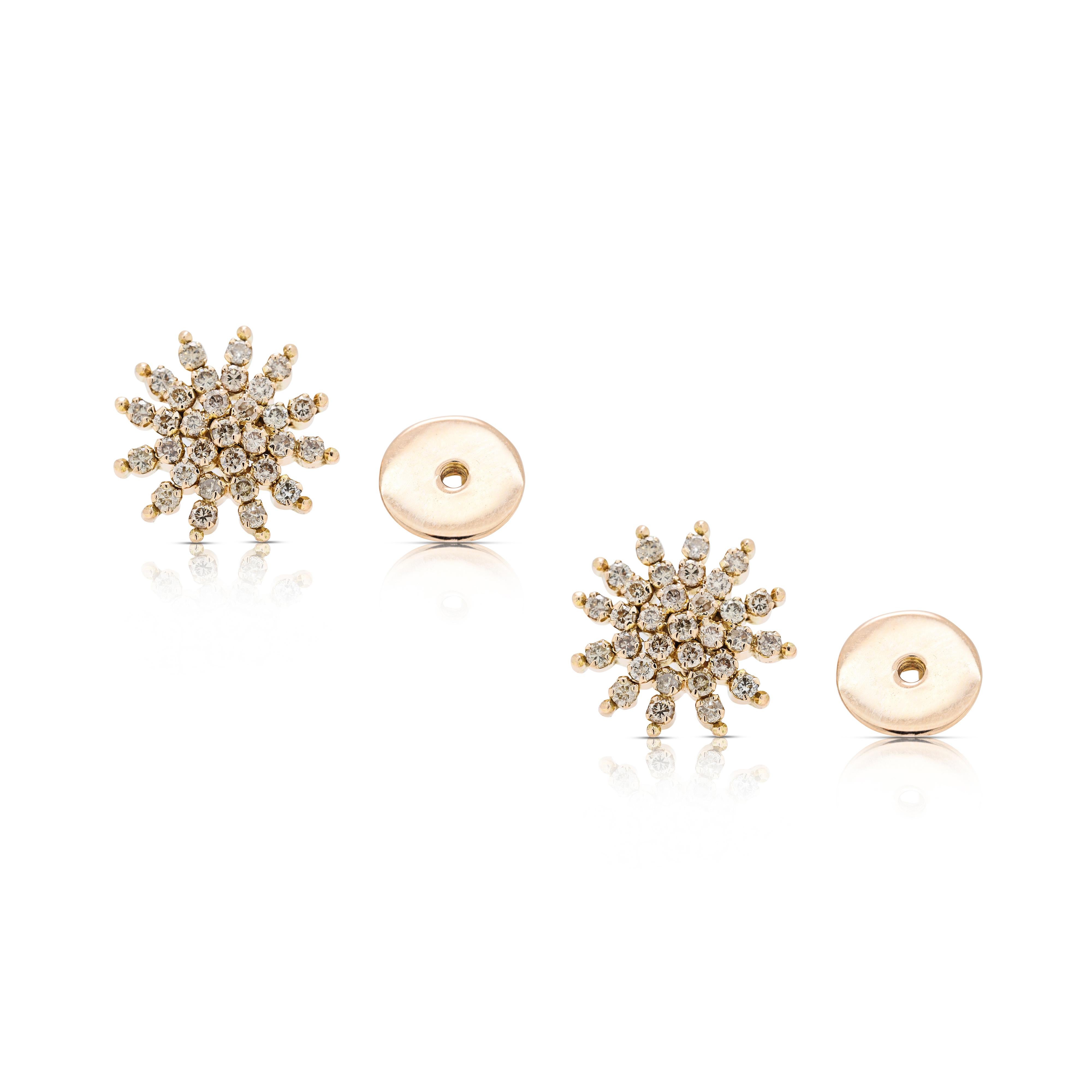 Mesmerizing 0.62ct Natural Diamond Stud Earrings in 14K Yellow Gold 2
