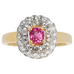 Bague hypnotique en or jaune 18 carats avec rubis de 0,65 carat et diamants naturels