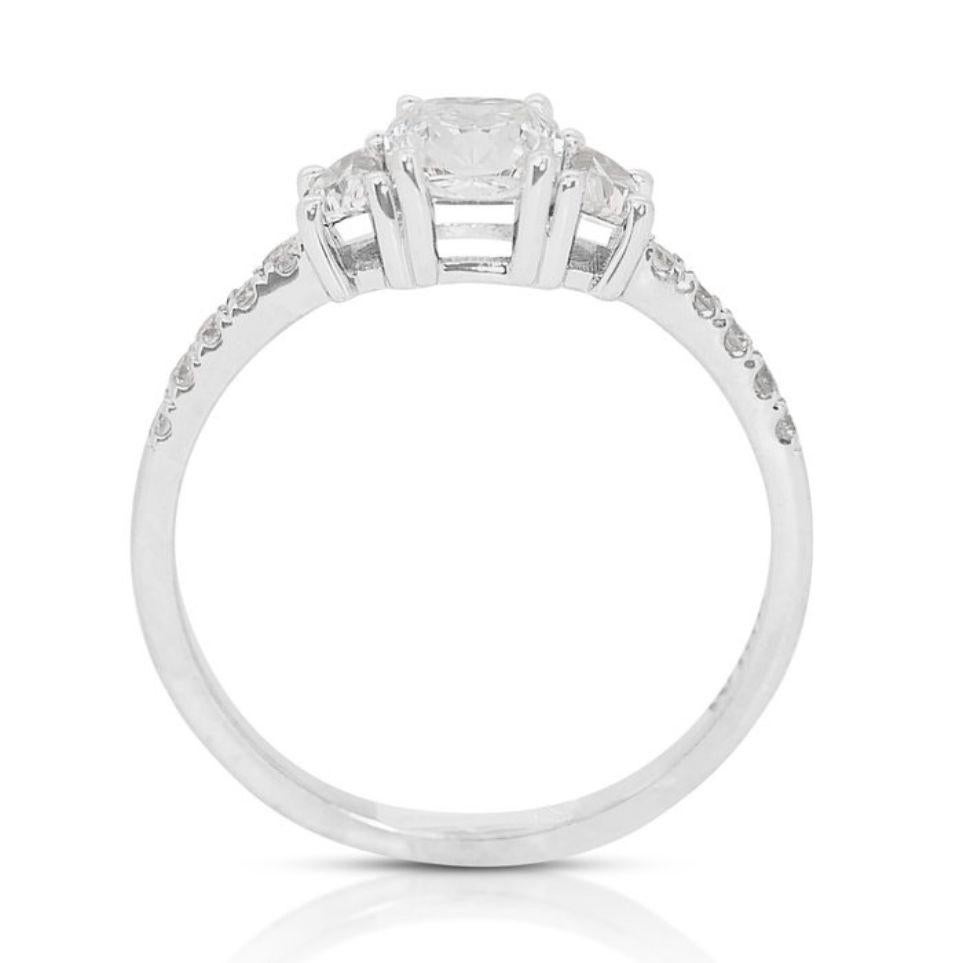 Women's Mesmerizing 0.81ct Cushion Cut Diamond Ring in 18K White Gold
