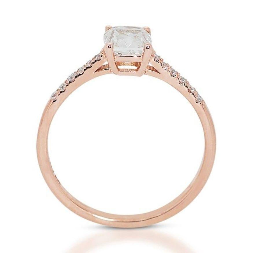 Women's Mesmerizing 1.00ct Cushion Brilliant Diamond Ring in 18K Rose Gold For Sale