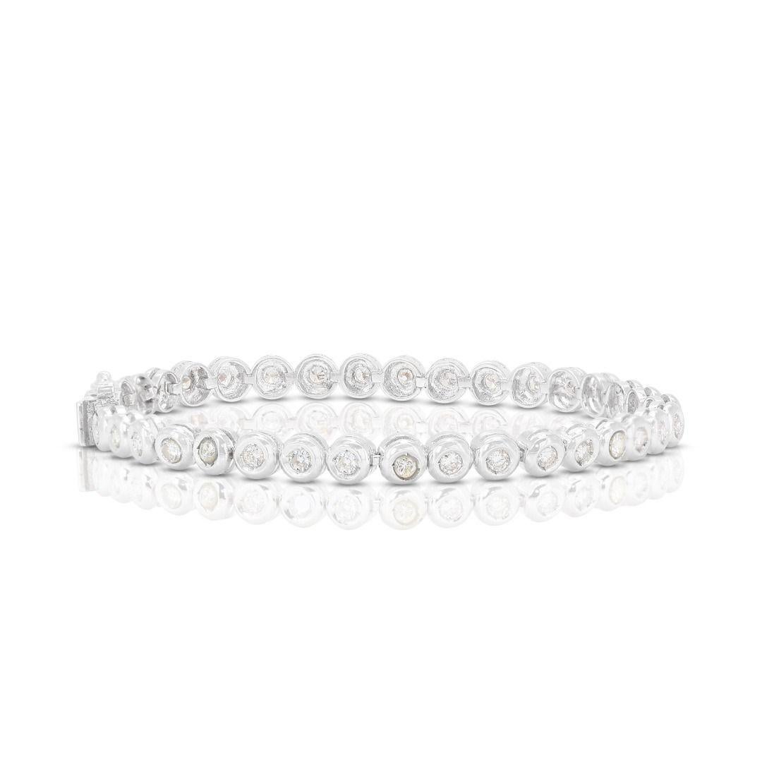 Round Cut Mesmerizing 1.08ct Tennis Bracelet in 14K White Gold For Sale