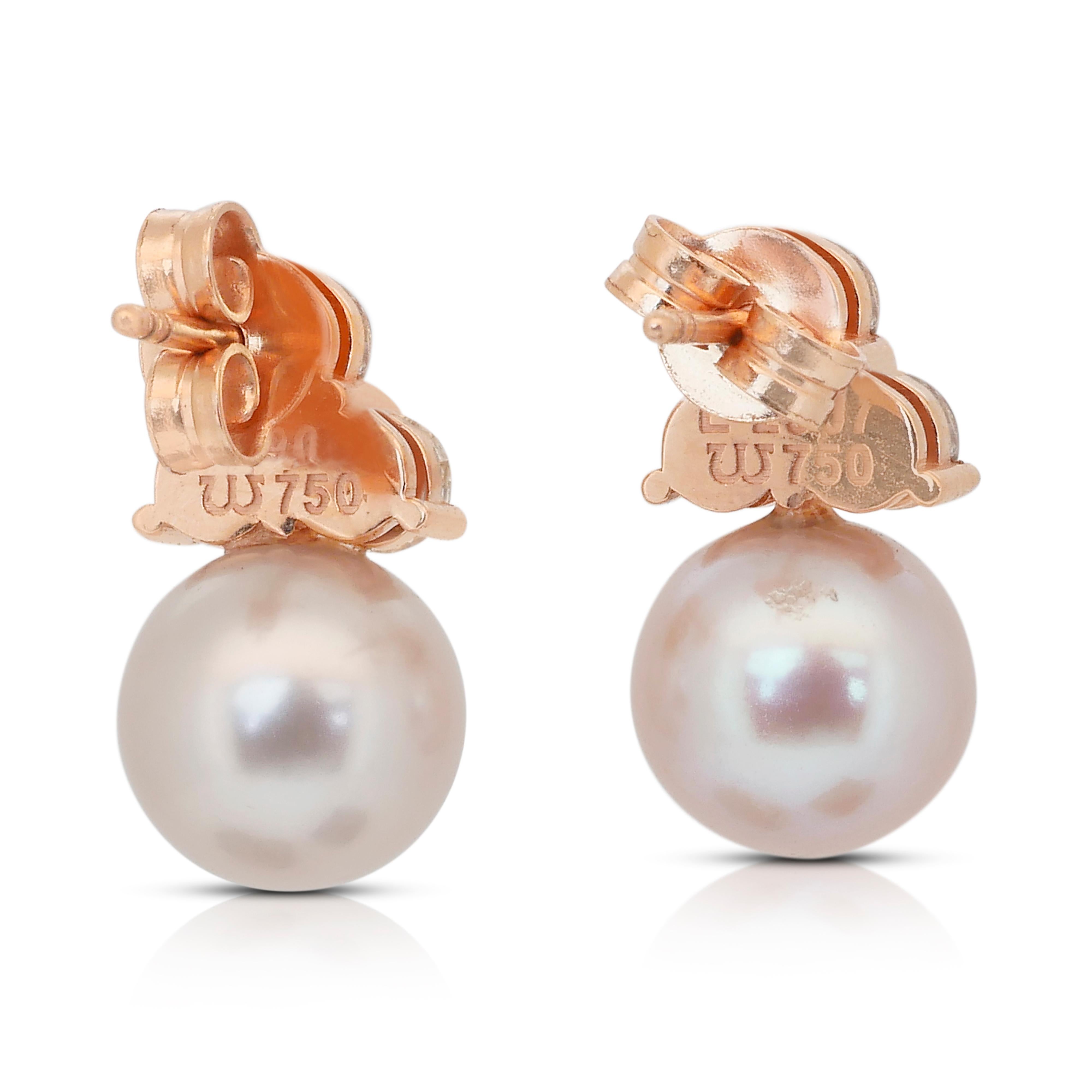 Mesmerizing 11.19ct Fresh Water Cultured Pearls and Diamonds Earrings In New Condition For Sale In רמת גן, IL