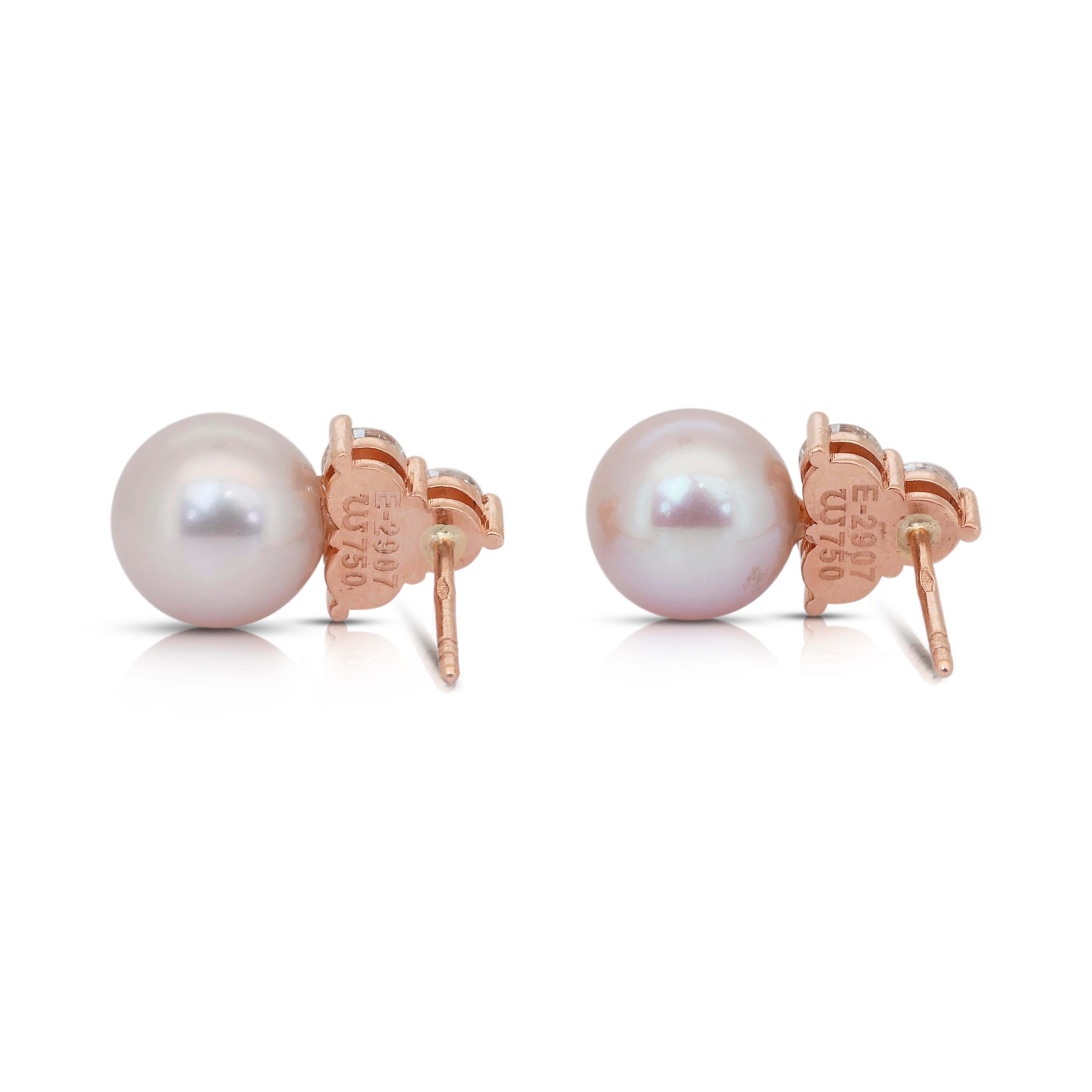 Mesmerizing 11.19ct Fresh Water Cultured Pearls and Diamonds Earrings For Sale 2