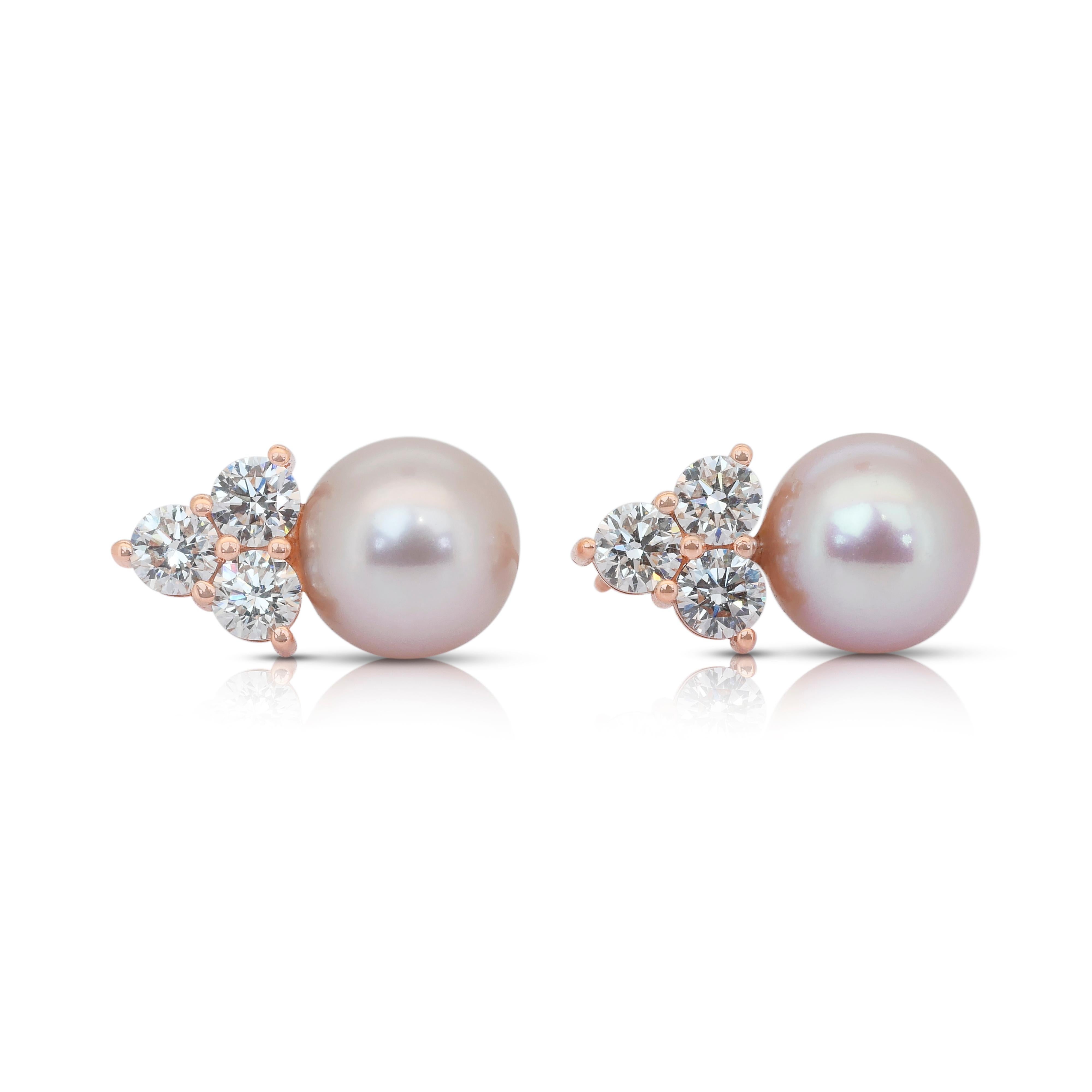 Mesmerizing 11.19ct Fresh Water Cultured Pearls and Diamonds Earrings For Sale 3