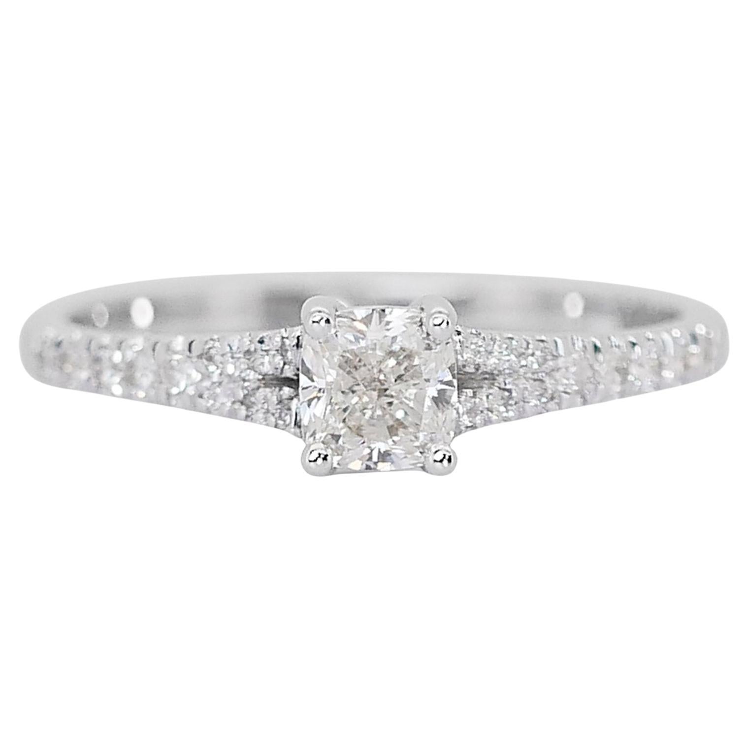 Mesmerizing 1.17ct Diamond Pave Ring in 18k White Gold - GIA Certified For Sale