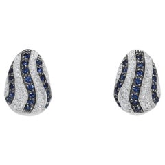 Mesmerizing 1.18ct Sapphire and Natural Diamonds Earrings in 18K White Gold