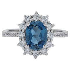 Mesmerizing 1.33ct Topaz Ring with Side Diamonds Set in Platinum