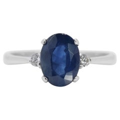 Incredibile anello con zaffiro da 1,35 carati e diamanti naturali in oro bianco 18K